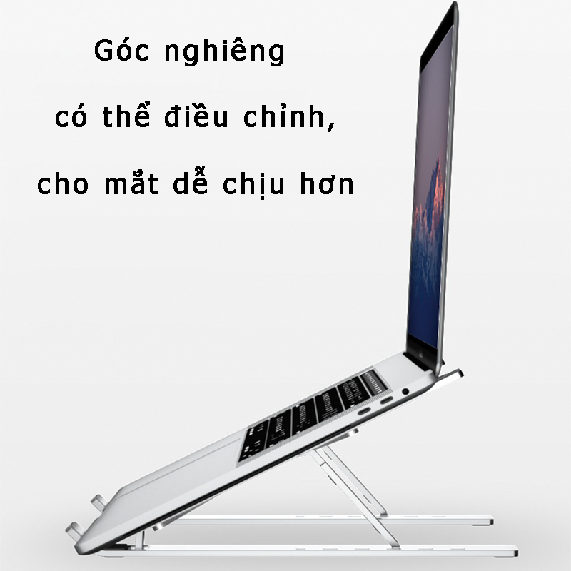 Giá Đỡ cho Laptop Nhôm Gấp Gọn, Laptop Stand Dùng Cho Máy Từ 11~15 inch, Có Thể Điều Chỉnh góc nhìn Cao Cấp - Hàng chính hãng