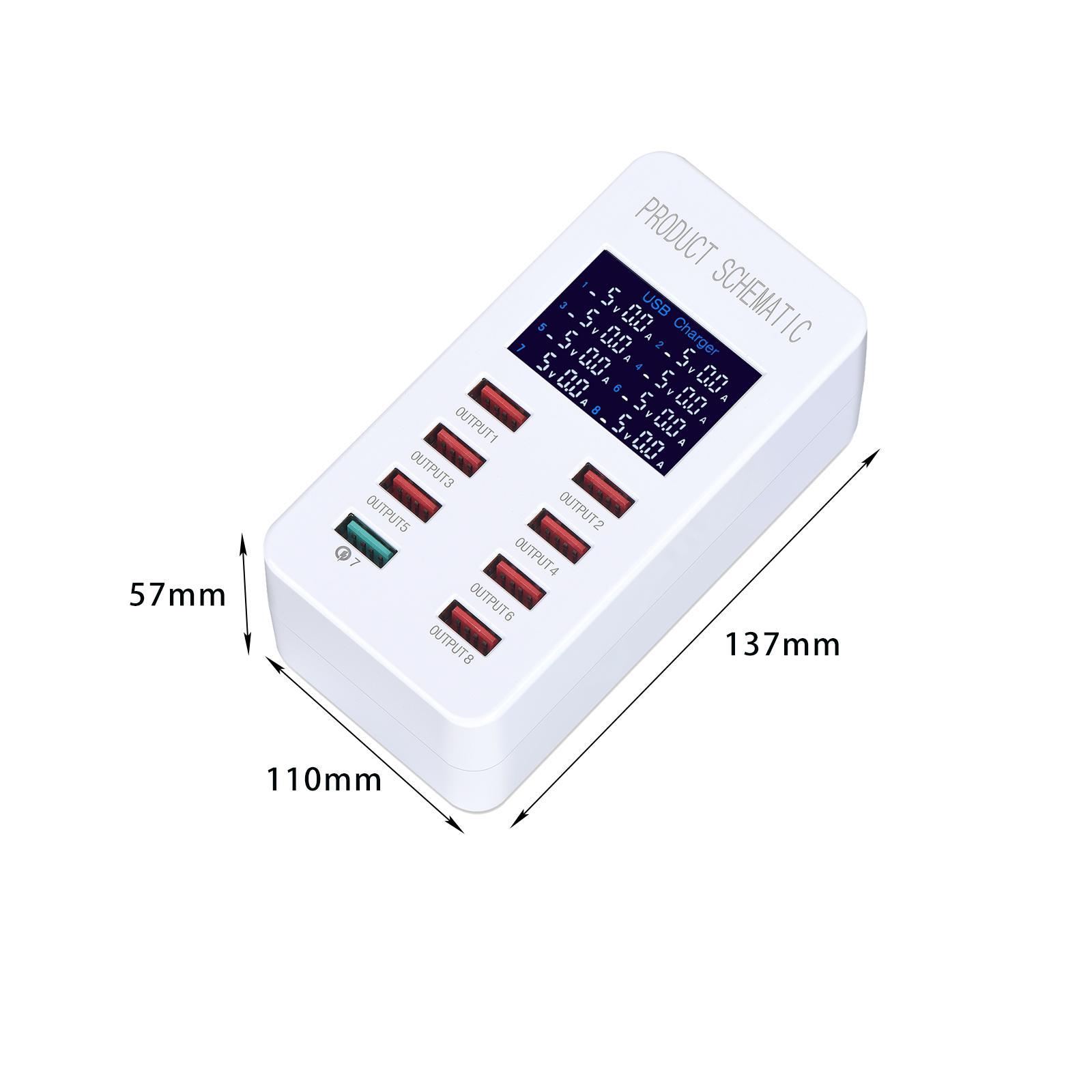 Multiple USB Charger 8 Port Desktop Charging Station for Smart Phone Earbuds