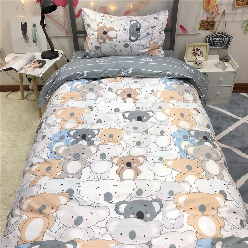 Bộ chăn ga gối cotton PL1 - Gấu Kaola - Tặng 01 móc khóa Houston