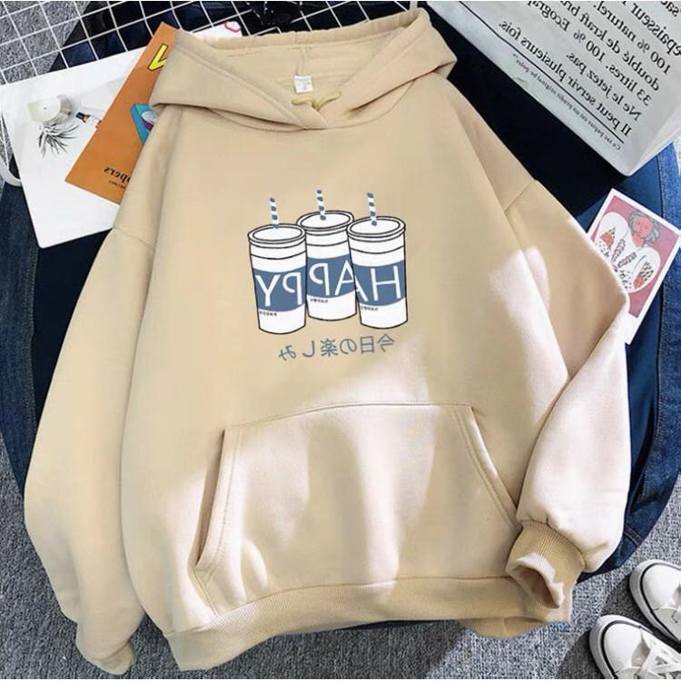 ÁO HOODIE NAM NỮ IN HÌNH 3 LON NƯỚC HAPPY VẢI NỈ CHẤT DÀY MỀM MỊN ĐẸP