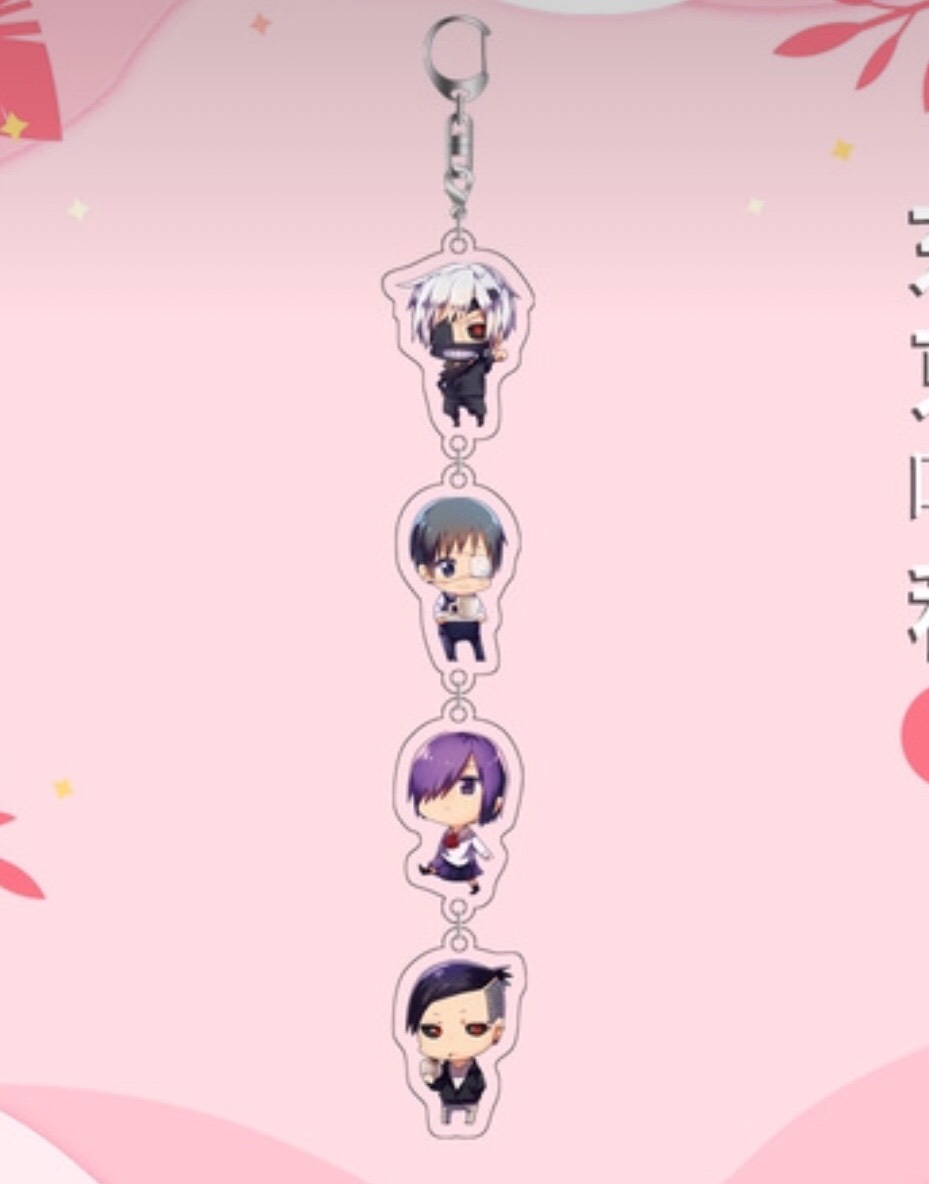 Móc khoá Tokyo Ghoul chùm 4 miếng mica trong