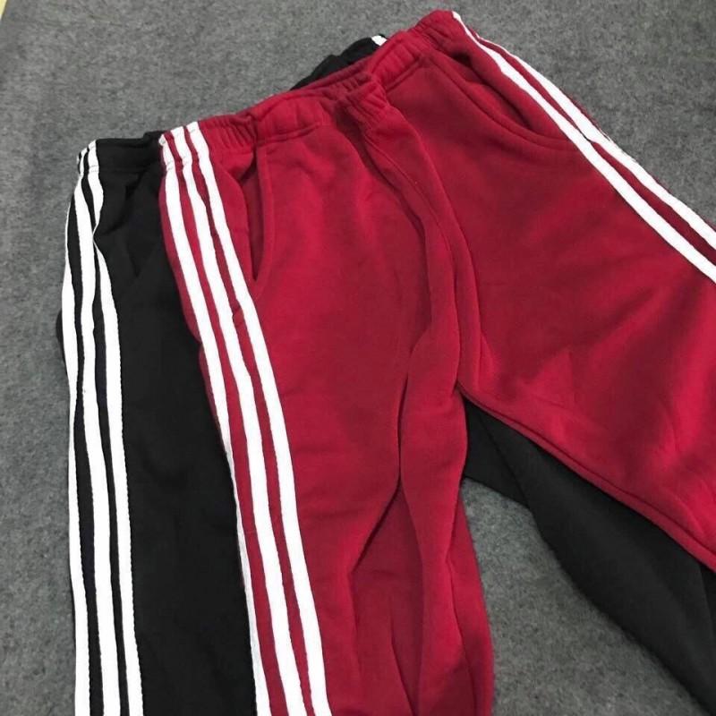 Quần jogger 3 sọc nữ không bo chân có màu đỏ siêu hot