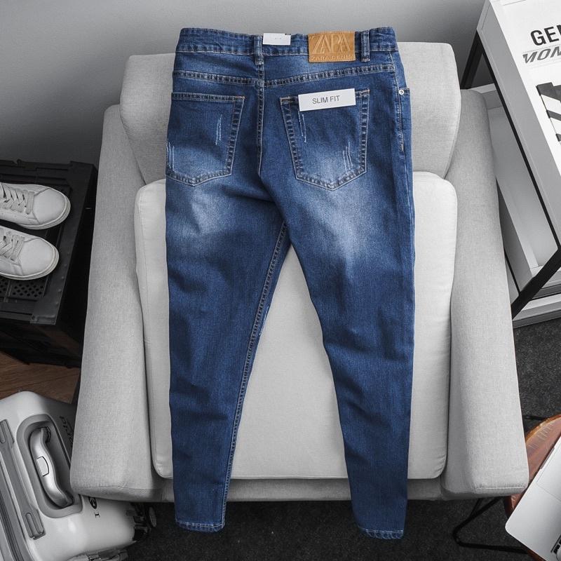 Quần jean nam co giãn slimfit xuất xịn - màu bụi rách