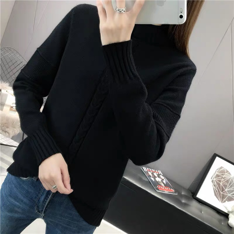 Áo len nữ cổ 3 phân trần gân thừng ấm áp, thời trang phong cách trẻ