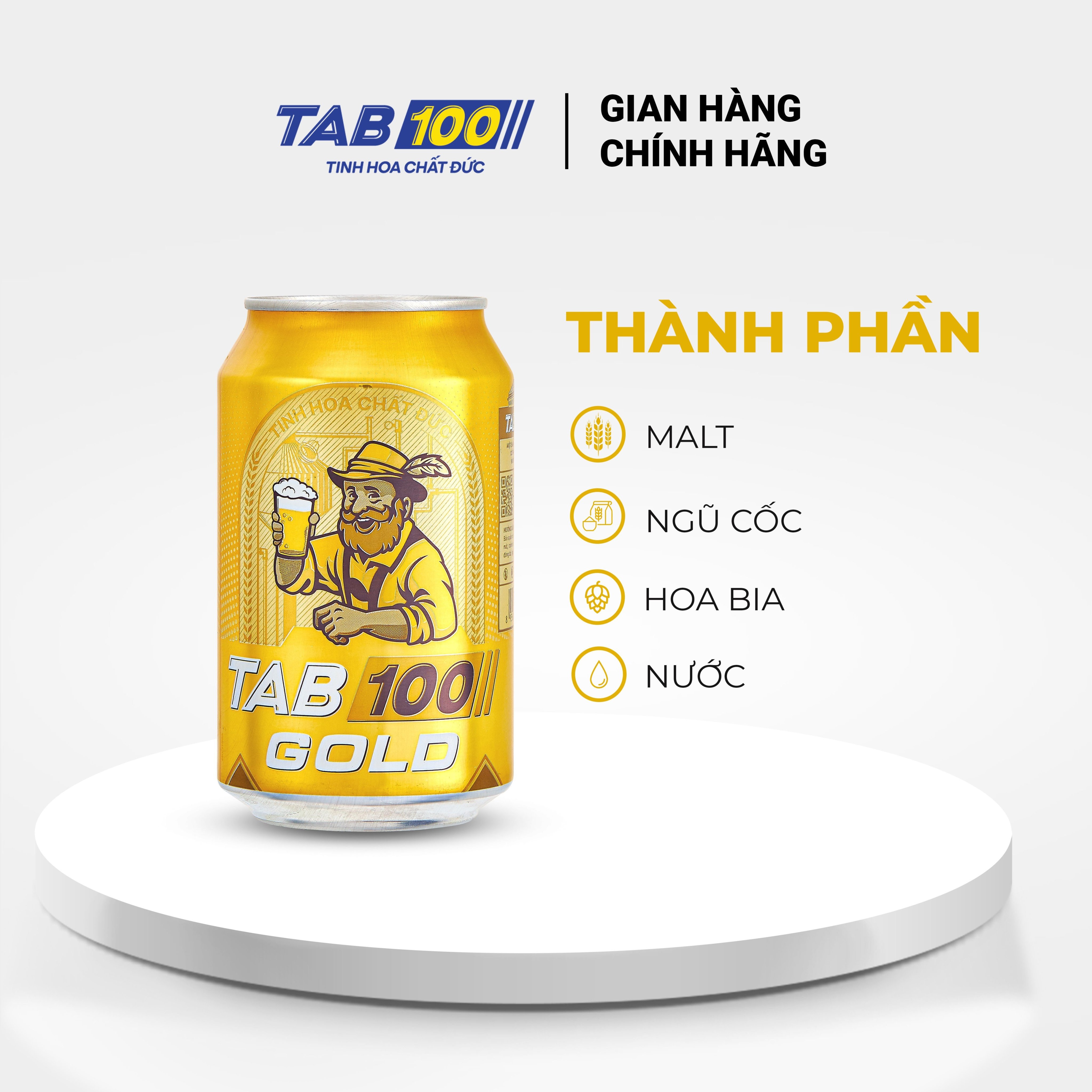 Bia lon TAB 100 GOLD thùng 24 lon (330ml/lon)