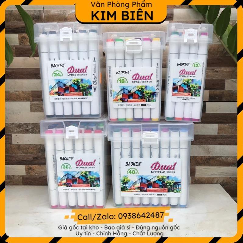 ️sỉ vpp,sẵn hàng️ Bút dạ màu cao cấp Marker 2 đầu BaoKe MP 2924 - VPP Kim Biên