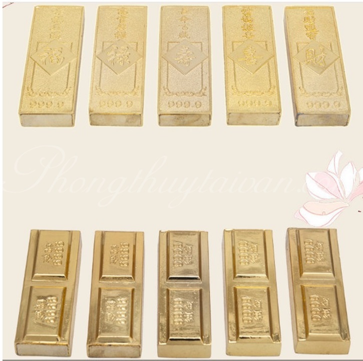 Thỏi vàng 5 thanh/hộp 2.2cm chiêu lộc