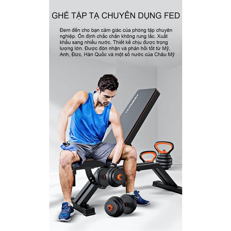 Ghế Tập Tạ Điều Chỉnh Thế Hệ Mới FED-YLD- 0228 (Chịu lực 500kg + thép carbon) - Hàng Chính Hãng