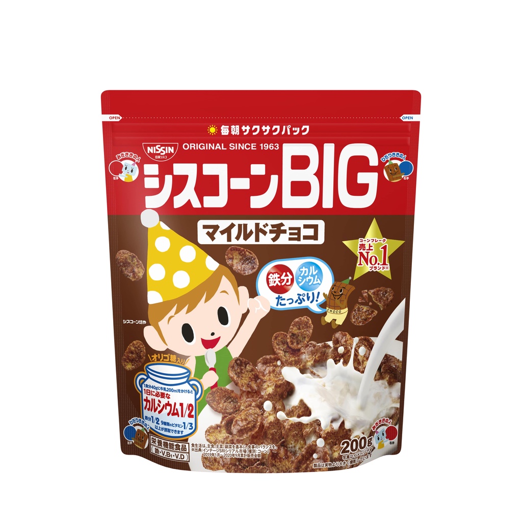 Ngũ cốc dinh dưỡng trẻ em - NISSIN CISCORN BIG MILD CHOCO 200g/gói