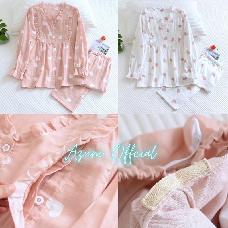 Đồ Bộ Bầu Và Sau Sinh, Pijama Cho Con Bú Azuno AZ196 Chất Liệu Mát Mặc Mùa Hè Và Thu Đông