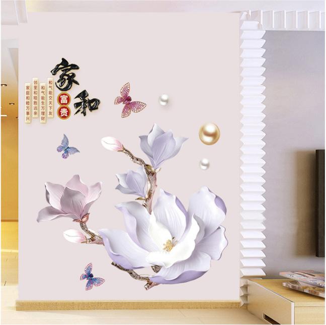 Decal dán tường Combo hoa mỏng trắng - HP1035
