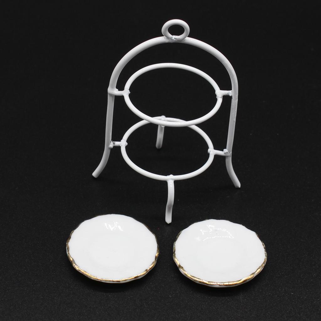 Mini Cake Stand Holder & Cake Set For 1/12 Dolls House Miniature Ornament