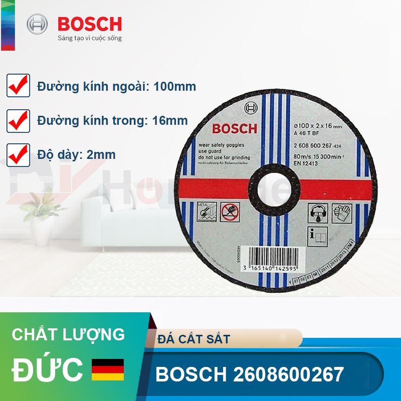 Đá cắt sắt Bosch 2608600267 100x2x16mm