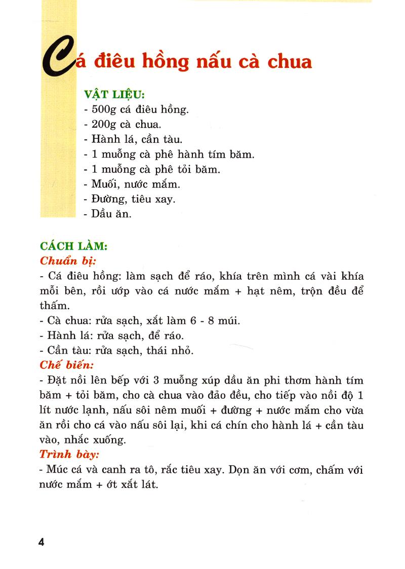 Sách Thực Đơn Nấu Ăn Gia Đình (Tập 1)