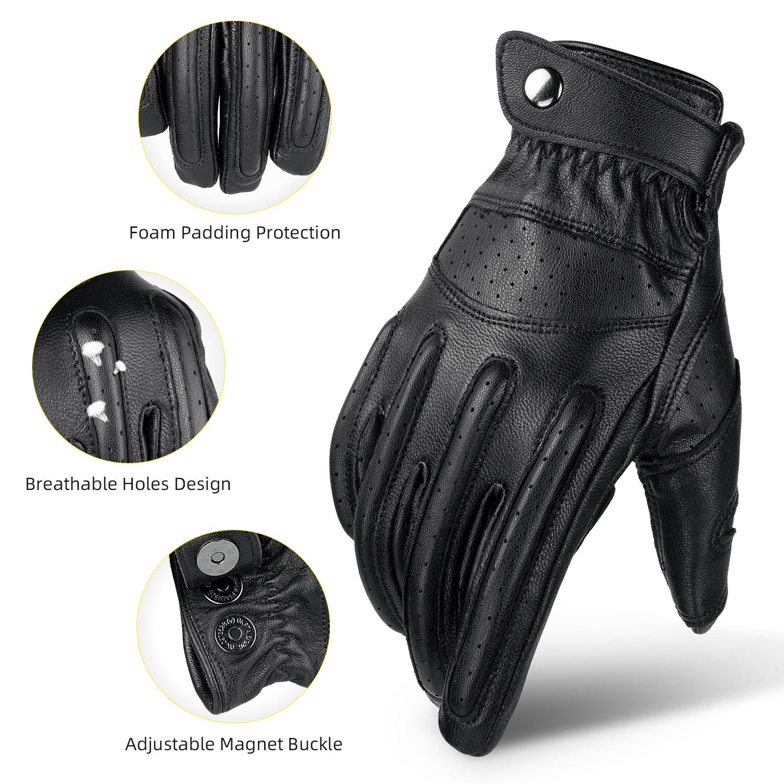 OZERO Nam Găng Tay Màn Hình Cảm Ứng Da Găng Tay Xe Máy Thể Thao Ngoài Trời Full Ngón Đi Xe Đạp Núi Xe Đạp Guantes Moto Găng Tay Color: Black Size: XL
