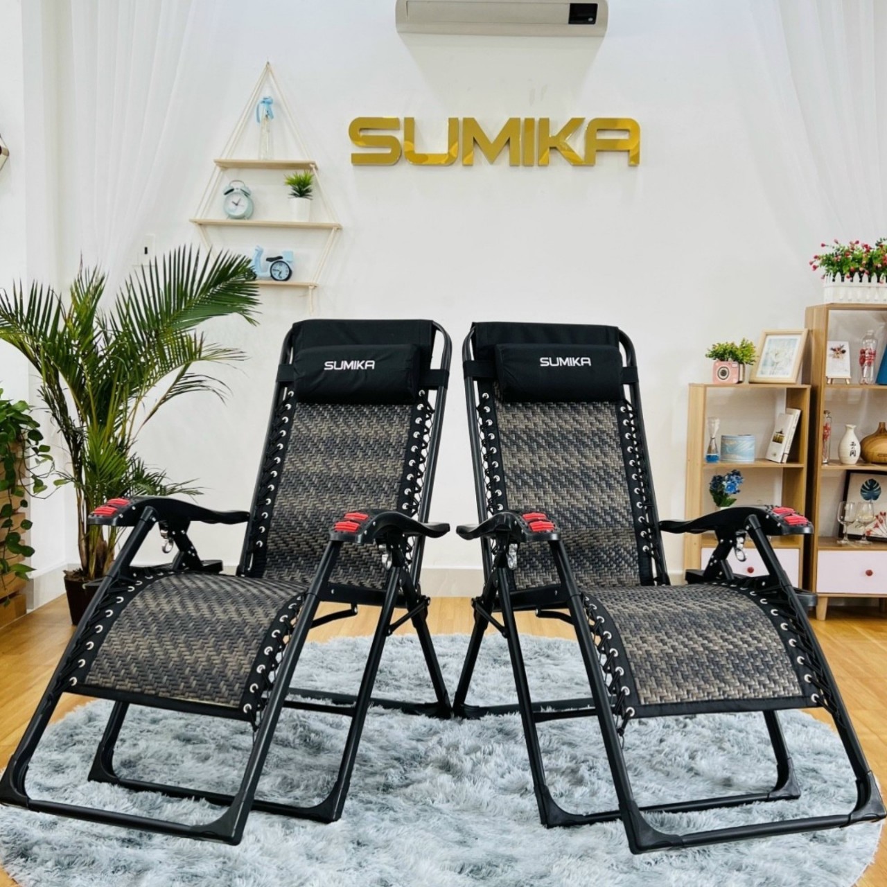 Ghế xếp thư giãn SUMIKA 636a, Lăn tay massage - lưới vân mây sợi lớn thoáng mát, khung ghế thép sơn tĩnh điện cao cấp, tải trọng 300kg - tặng kèm KHAY ĐỰNG VẬT DỤNG - luôn có phụ kiện thay thế