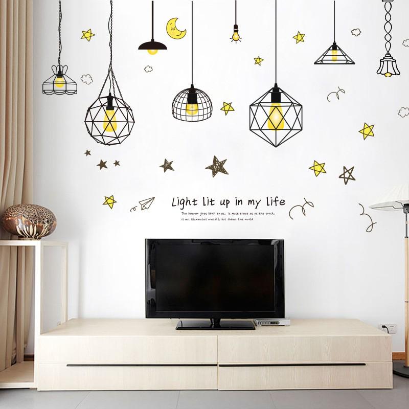Decal dán tường Dây đèn thả Light mới