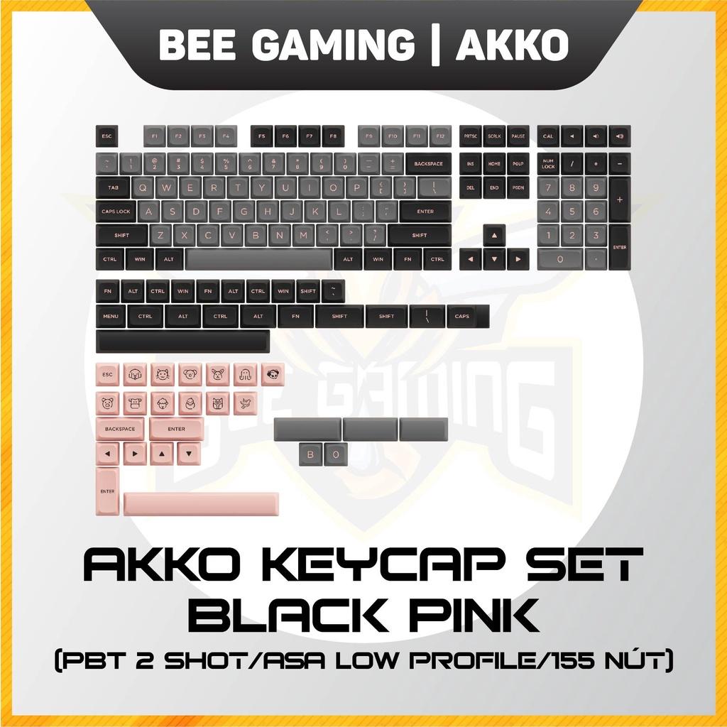 Bộ keycap chính hãng AKKO - Black Pink (PBT Double Shot / ASA-Low Profile / 155 nút)