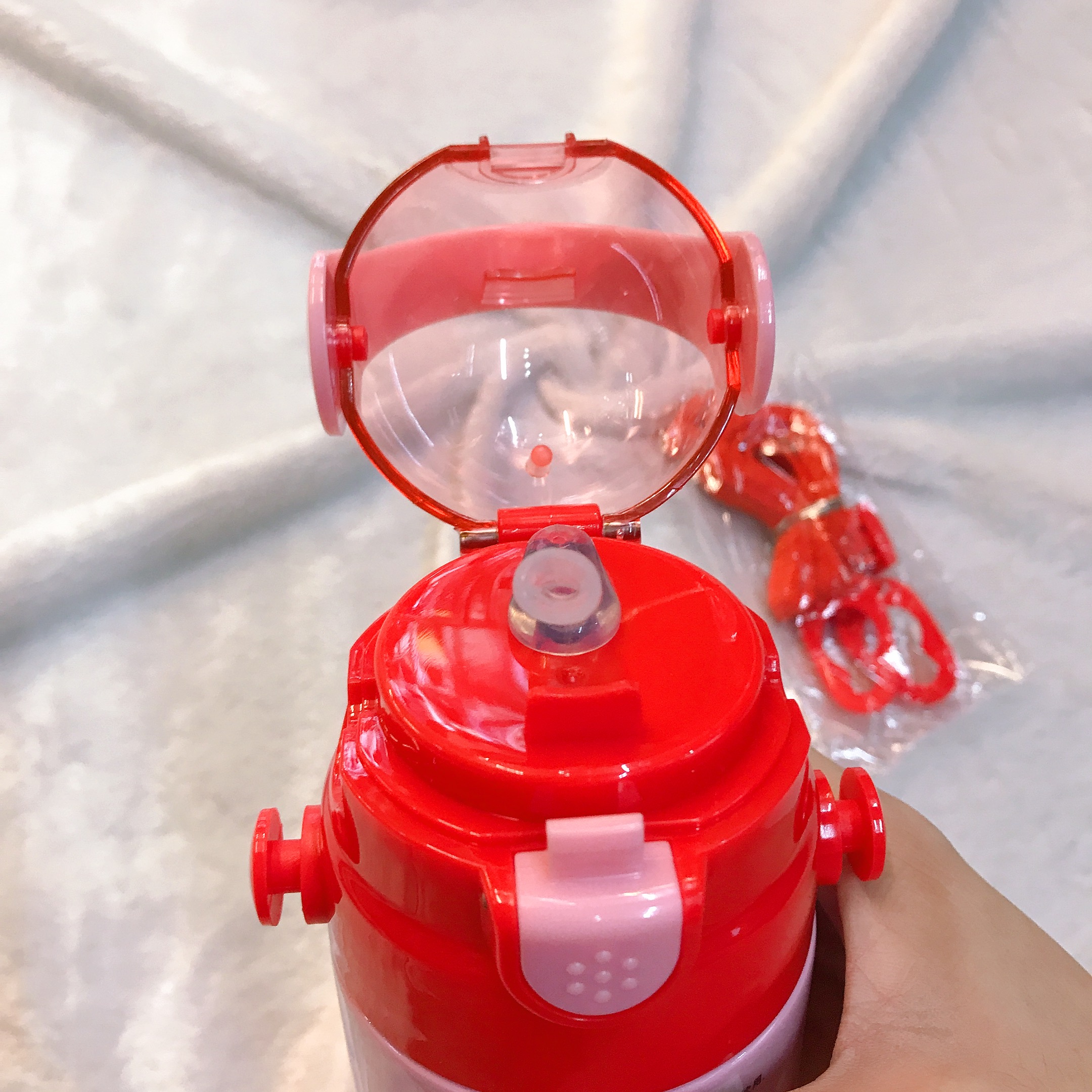 Bình nước giữ nhiệt hình mèo Kitty nháy mắt nắp trong suốt màu hồng nhạt cho trẻ em, bé gái -  - KT3610HN