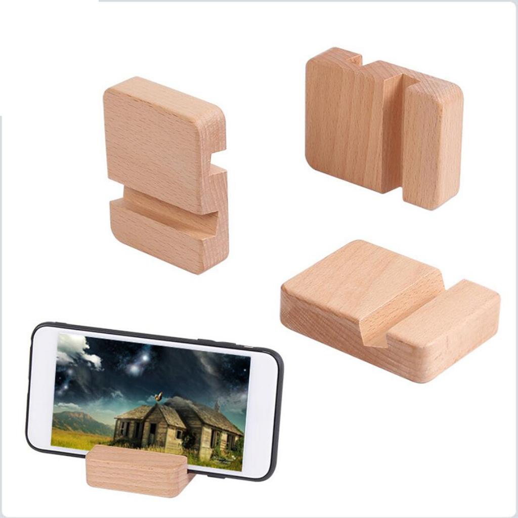Desktop Wood Cell Phone Holder, Natural Wooden Phone Stand, Portable Smartphone Bracket for All Kinds of Phone
