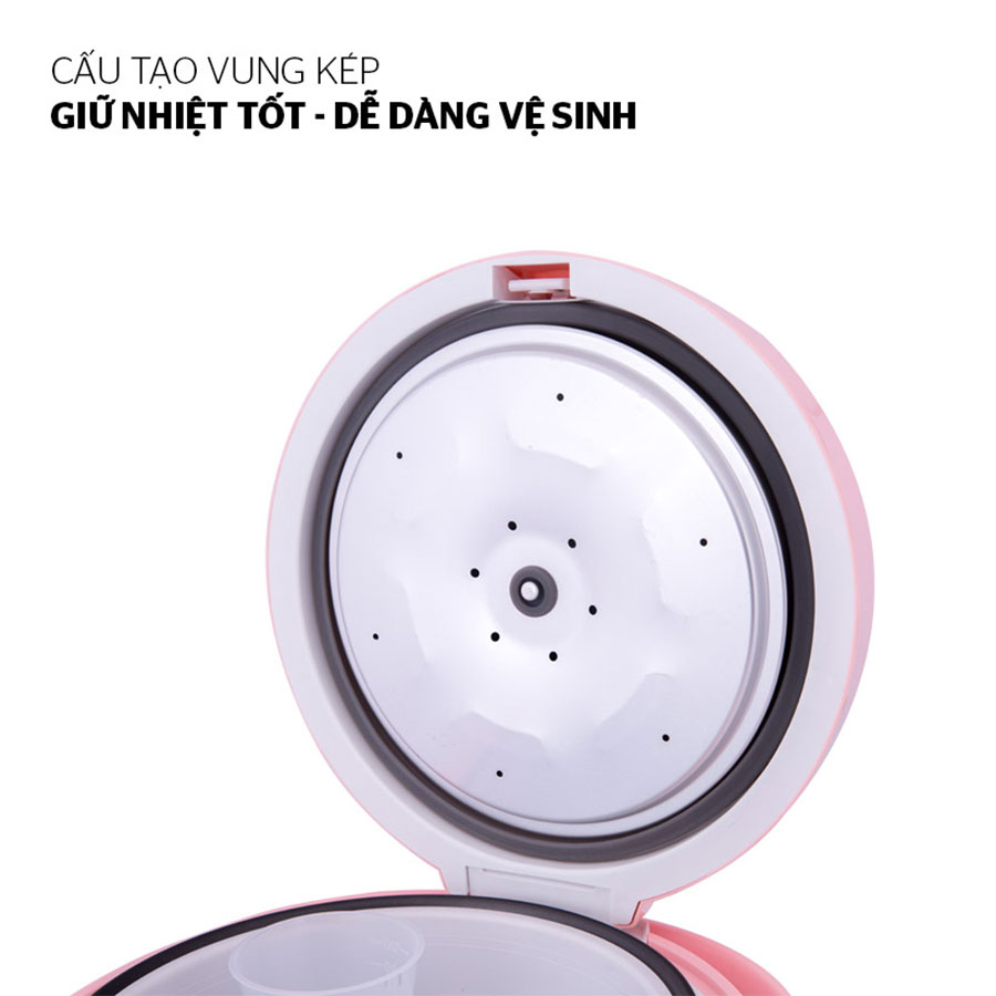 Nồi cơm điện nắp gài Sunhouse Happy Time HTD8521P - Hồng - Hàng chính hãng