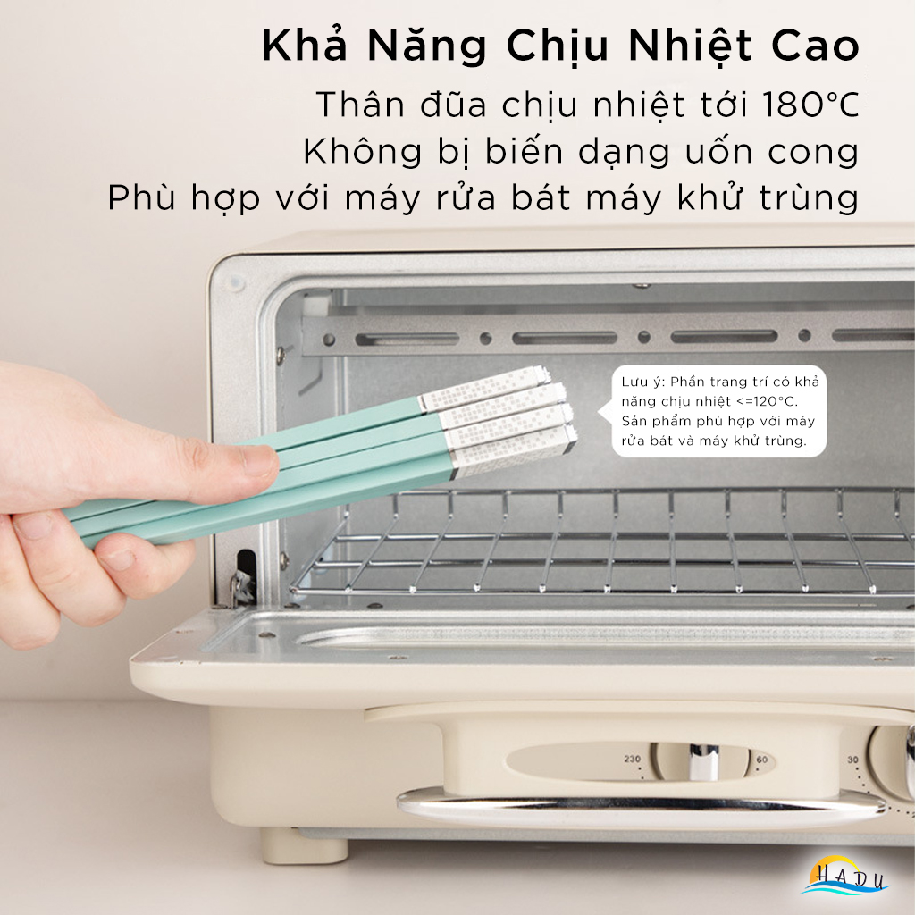 [10 Đôi] Đũa Ăn Cơm Cao Cấp Chống Mốc Kiểu Nhật Bản Sợi Thủy Tinh Kháng Khuẩn Màu Xanh Sang Trọng HADU