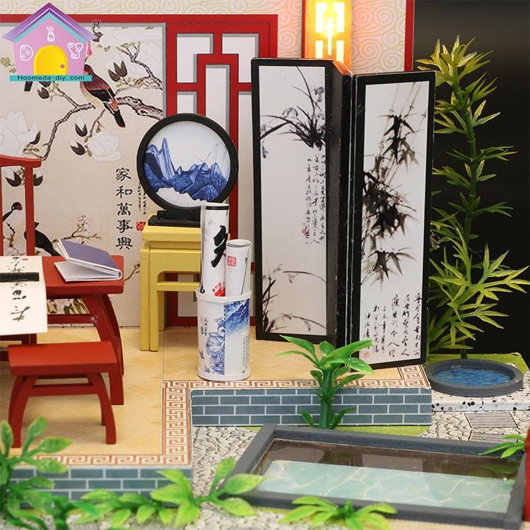 Mô hình nhà DIY Doll House Ink Bamboon in Breezing Kèm Đèn LED và MICA chống bụi