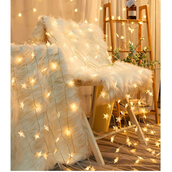 Đèn Led Trang Trí Bông Tuyết Dài 10M - 100 Bóng Trang Trí Noel Lễ Tết