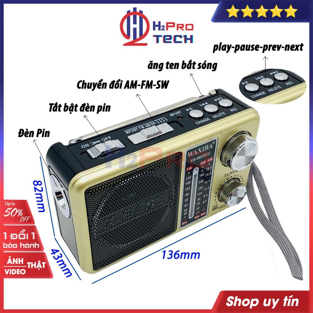 Đài Radio Cho Người Già, Đài Radio Waxiba XB-895Rec Fm-Am-Sw, Bluetooth, Usb, Thẻ Nhớ, Pin Sạc, Đèn Pin