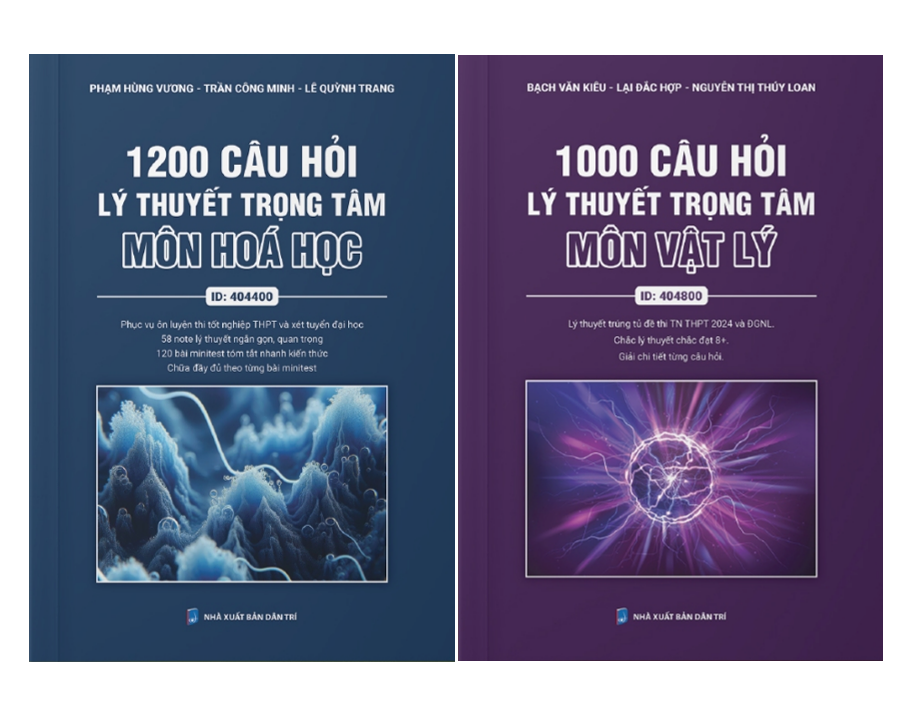 Sách Combo 1200 câu hỏi lý thuyết trọng tâm môn hóa học + 1000 câu hỏi lý thuyết trọng tâm môn vật lý (Moon)