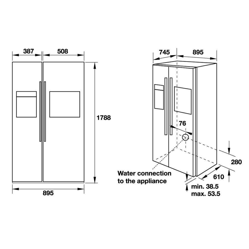 TỦ LẠNH HAFELE SIDE-BY-SIDE HF-SBSIB/534.14.250 - HÀNG CHÍNH HÃNG ( SHIP TOÀN QUỐC)