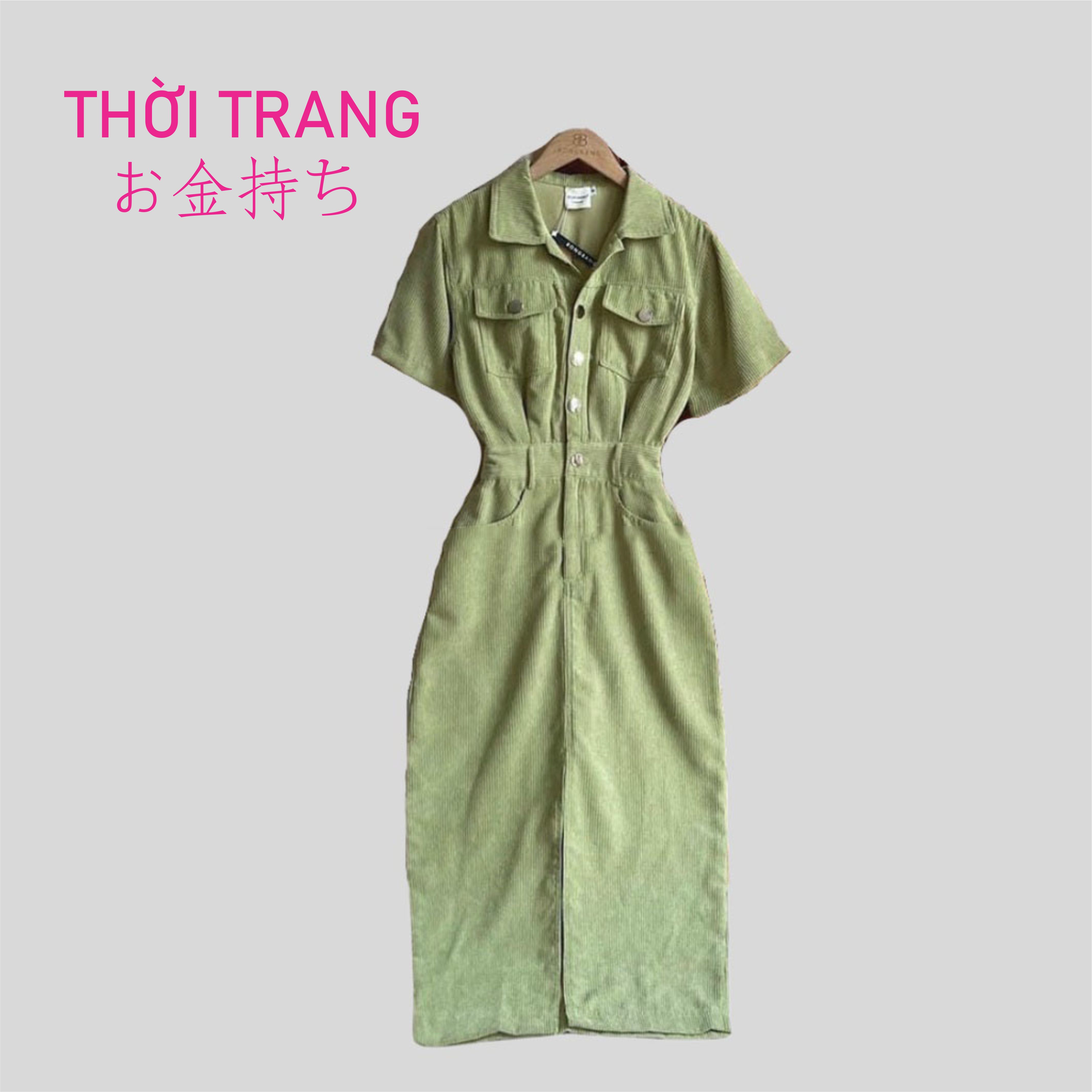Đầm nữ おかねもち chất nhung tăm lỳ xẻ chước