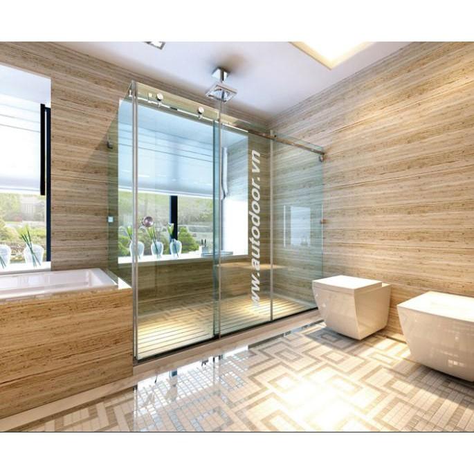 Bộ cửa trượt lùa 2420-G1 dùng inox hộp 10x30mm - Glaze
