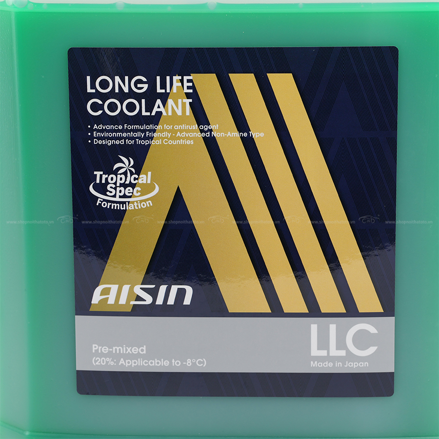 Nước Làm Mát Động Cơ Màu Xanh Lá AISIN Long Life Coolant 20% 4 Lít LCPM20A4LG - Nhập Khẩu Chính Hãng
