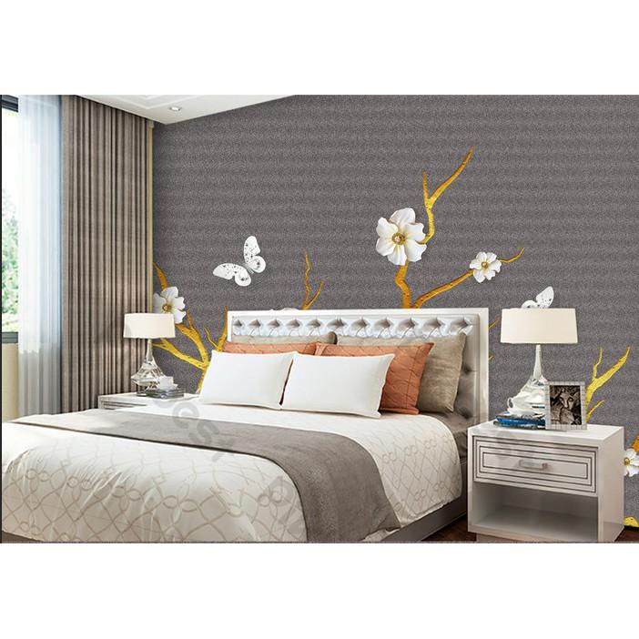 Tranh dán tường Hoa đào may mắn thời trang hiện đại, tranh dán tường 3d hiện đại MS702540