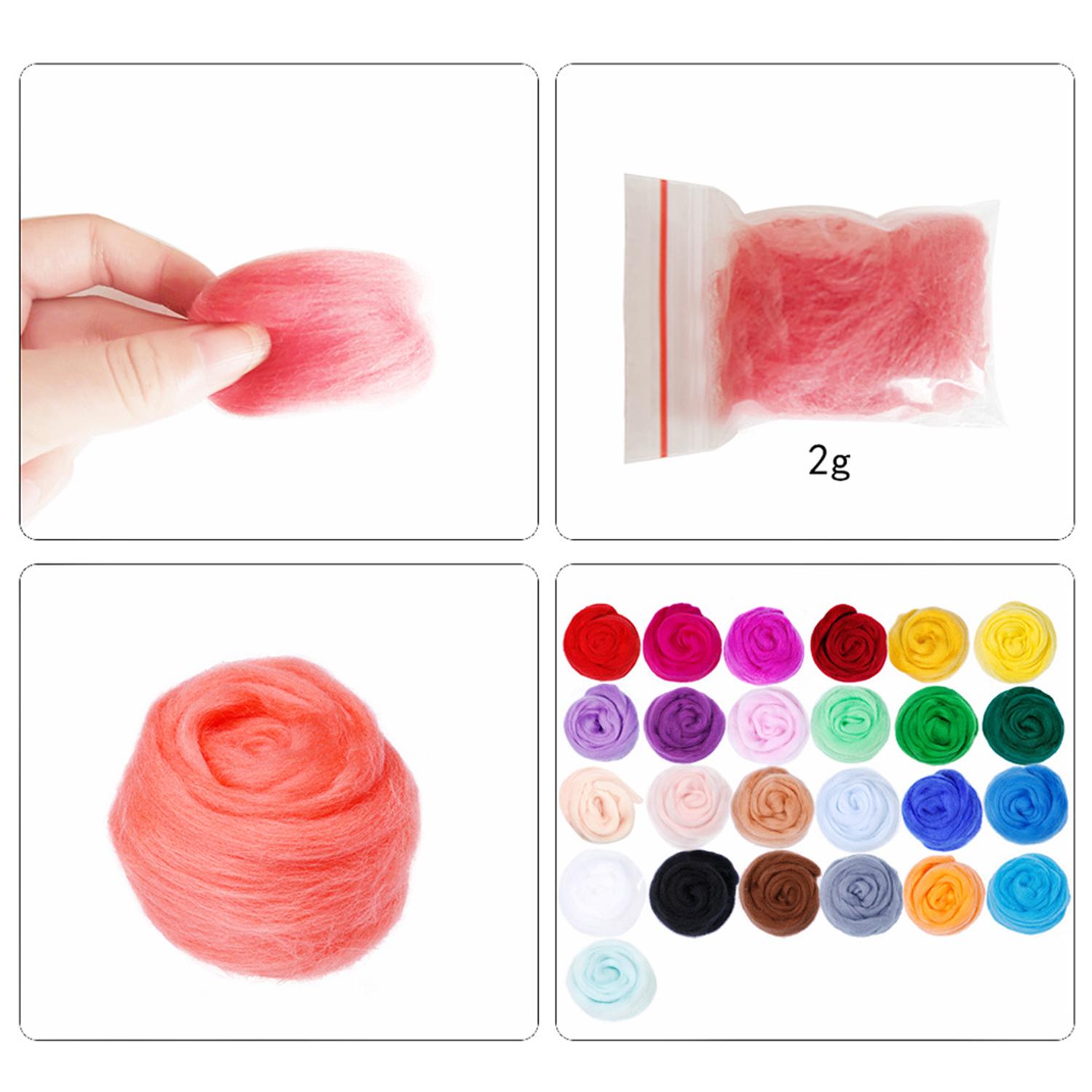 Bộ đan móc len và kim dụng cụ tự làm cho người mới bắt đầu Kit Wool Roving 25 Colors