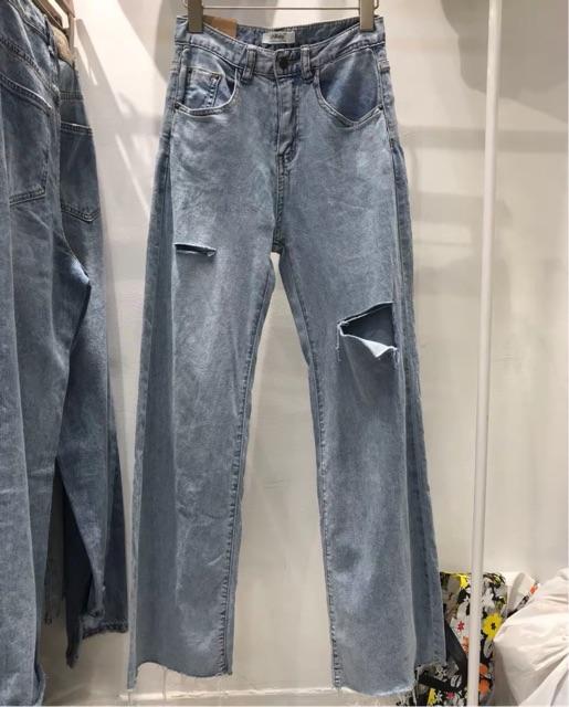 QUẦN JEANS XUÔNG DÀI RÁCH Màu đẹp- hình thật chính chủ