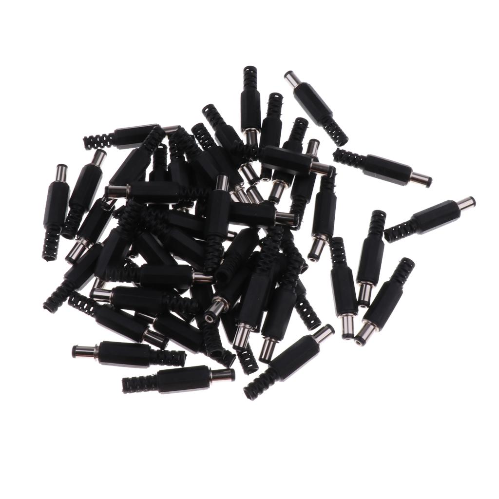 50Pcs 5.5*2.1mm DC Power Jack Plug DC Male Power Adapter Straight Connector