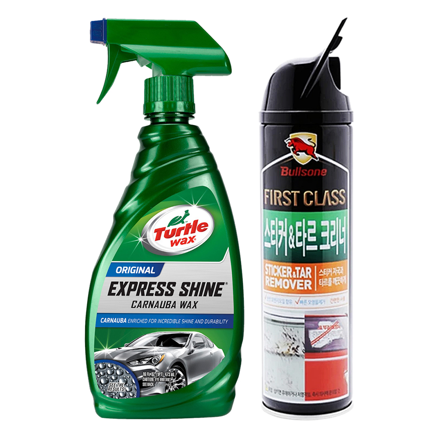 Combo Đánh Bóng Sơn Turtle Wax Và Chất Vệ Sinh Nhựa Đường Cam Bullsone + Tặng Xà Phòng Rửa Xe 3M