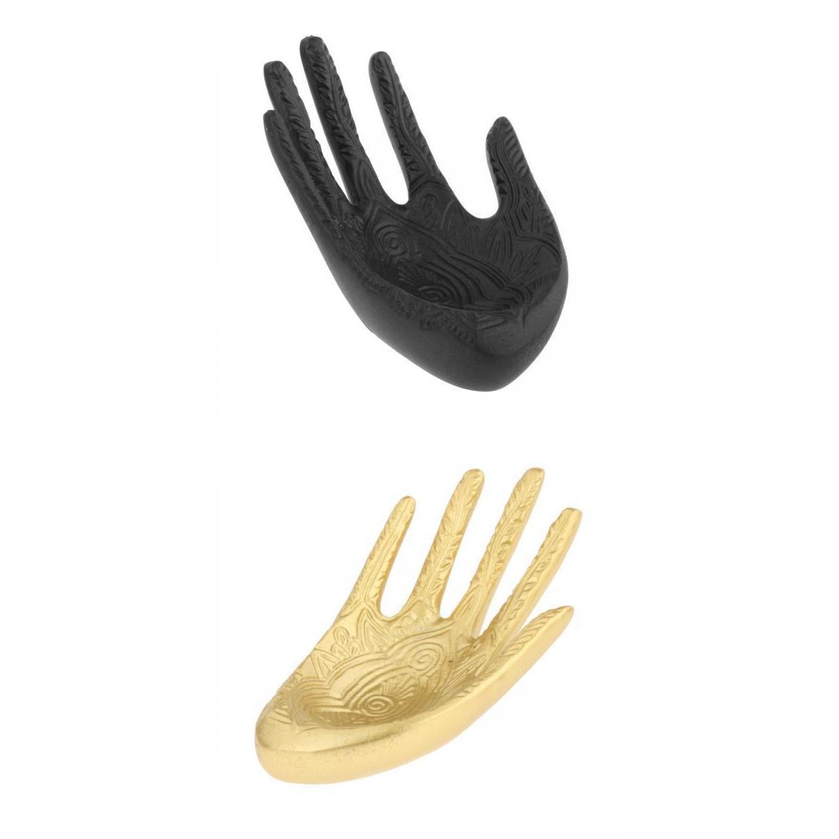 Set of 2 Resin Buddha Hands Jewelry Display Stand Trays Rack Golden Black