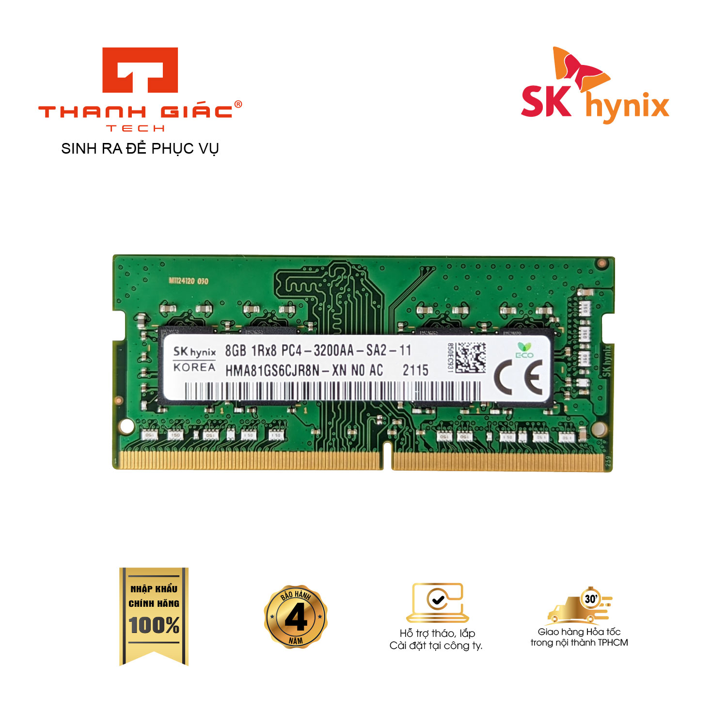 RAM Laptop DDR4 Hynix 8GB Bus 3200 - Hàng Nhập Khẩu