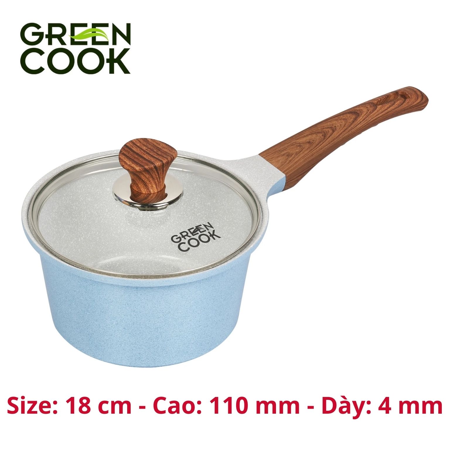 Nồi đúc bếp từ men đá chống dính xanh sapphire Green Cook GCS09-IH công nghệ Hàn Quốc - Hàng chính hãng