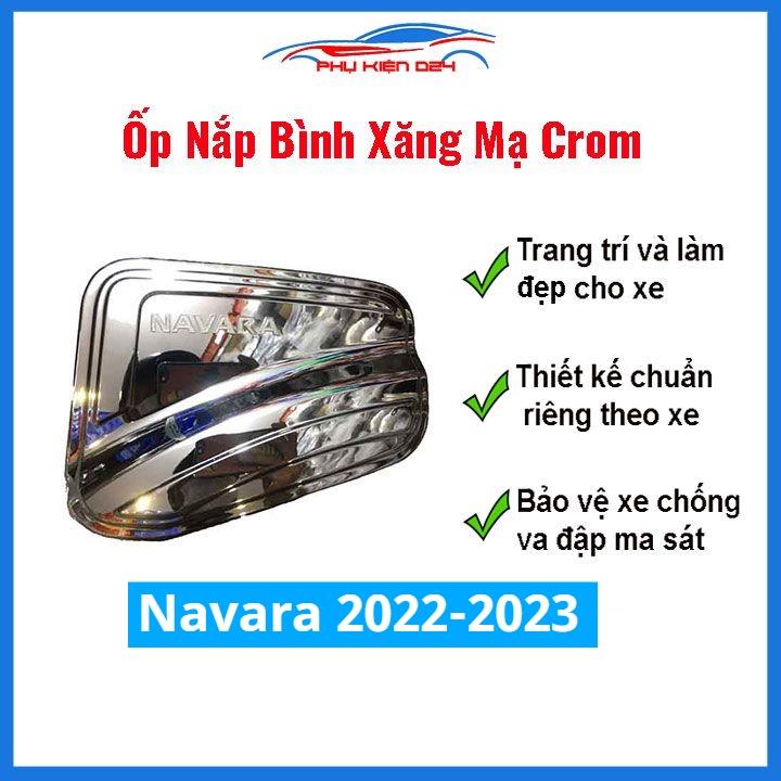 Ốp nắp xăng Navara 2022-2023 mạ crom bảo vệ chống trầy trang trí ô tô