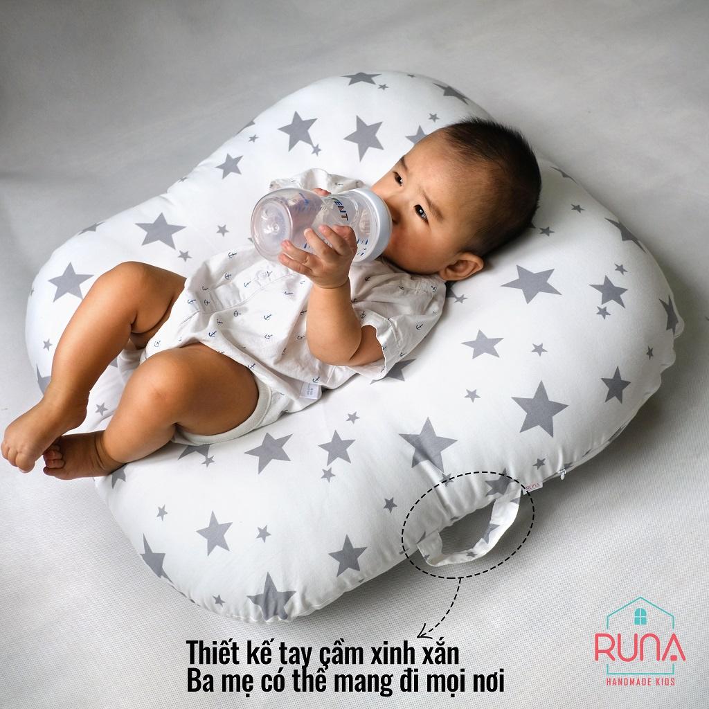 Gối chống trào ngược dạ dày cao cấp cho bé RUNA KIDS cotton Hàn đẹp họa tiết dễ thương an toàn cho bé size lớn 65x70cm