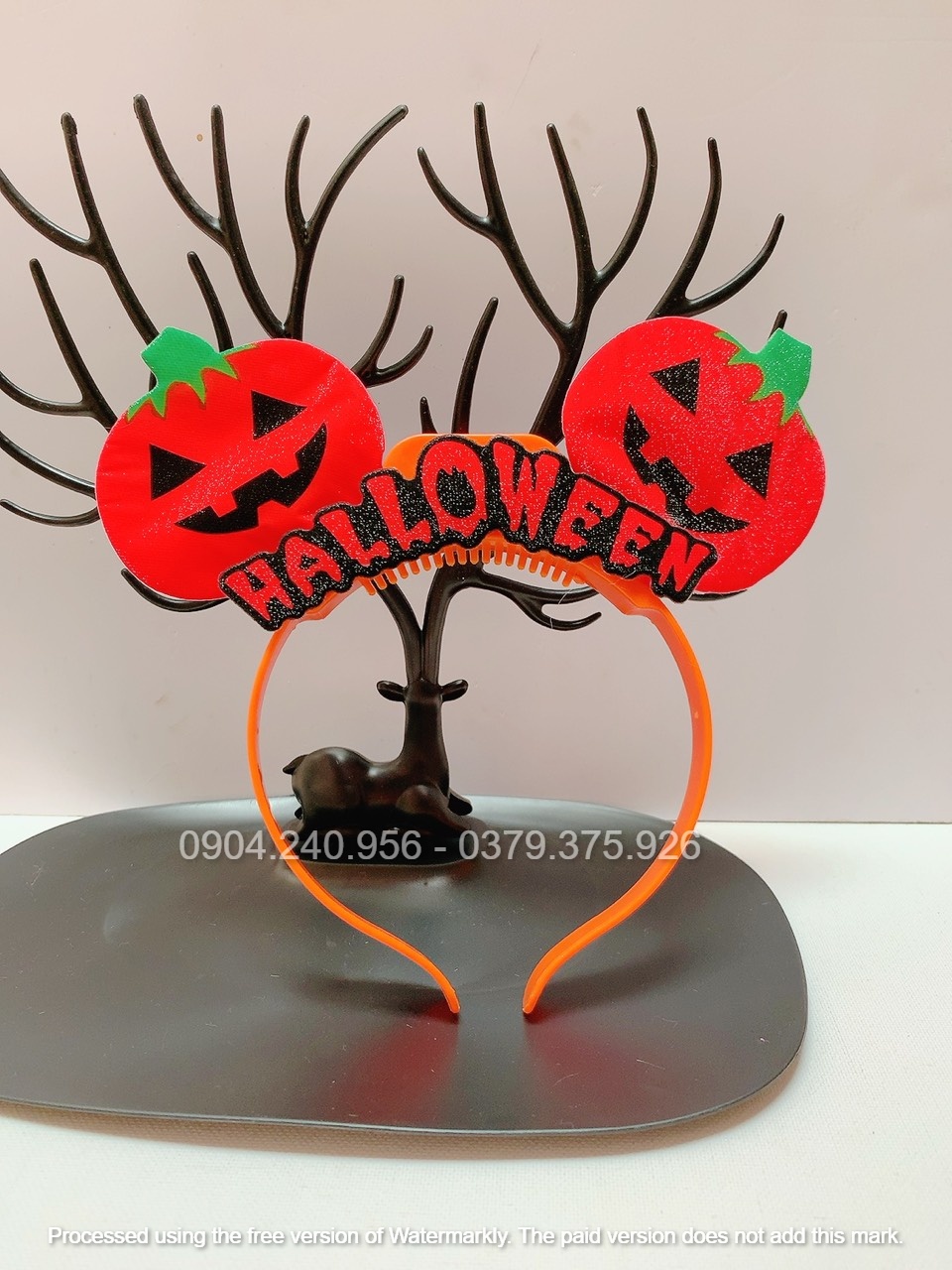 Bờm xược tóc, băng đô cài tóc có đèn nháy Hallowen bí ngô vui nhộn cho người lớn, trẻ em