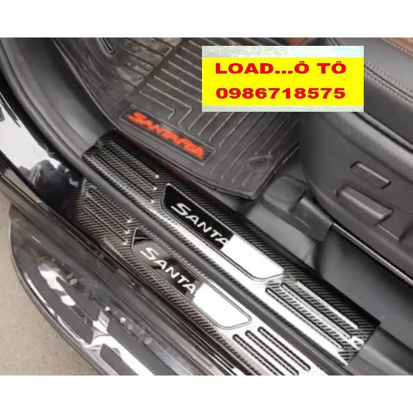 Ốp Bậc Cửa, Nẹp Bước Chân Xe Huyndai Santafe 2023-2019 Mẫu Vân Carbon Cao Cấp