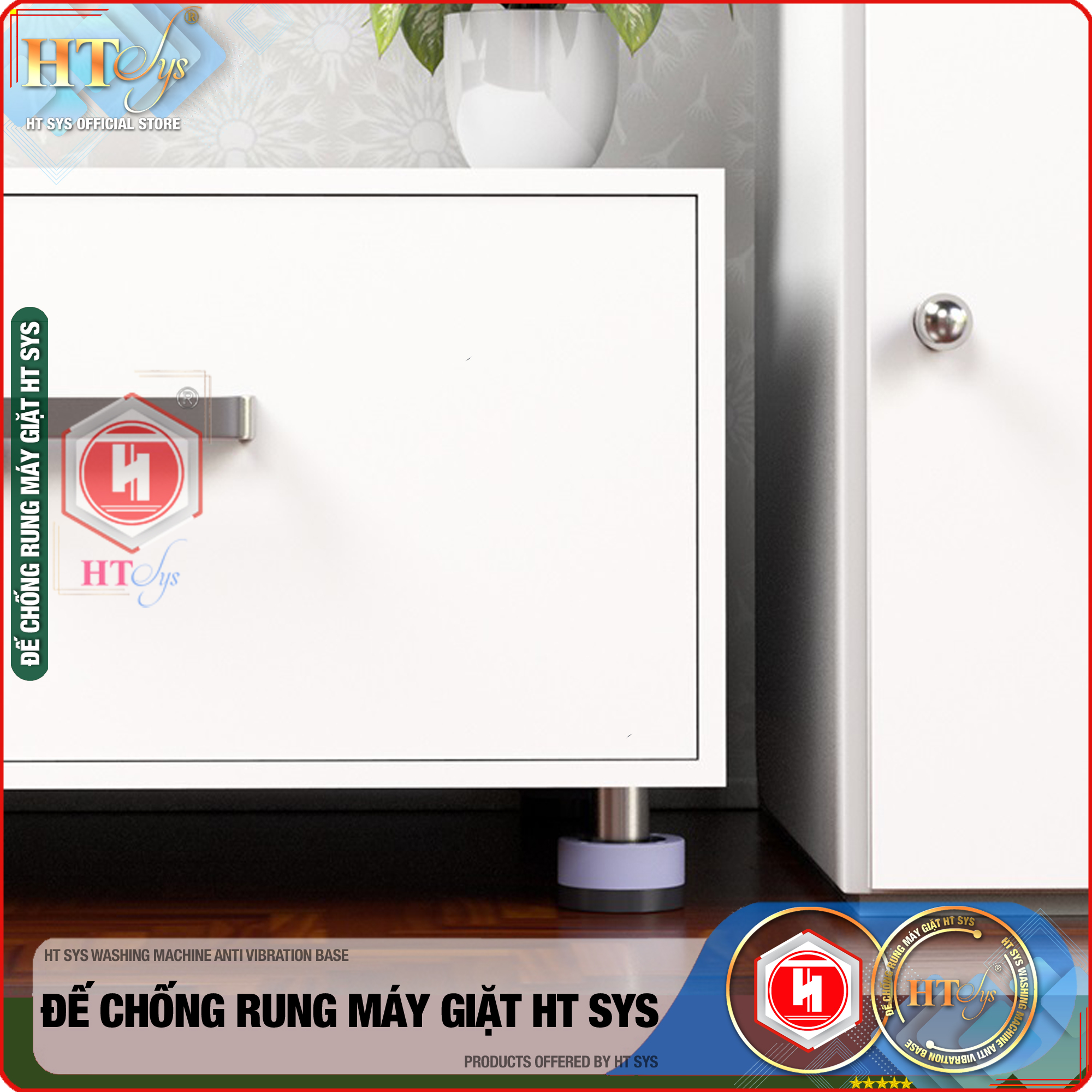 Đế Chống Rung Máy Giặt HT SYS - Chất Liệu TPU và PP Cao Cấp - Đế Chống Rung, Chống Ồn, Chống Trơn Trượt - Hàng Chính Hãng