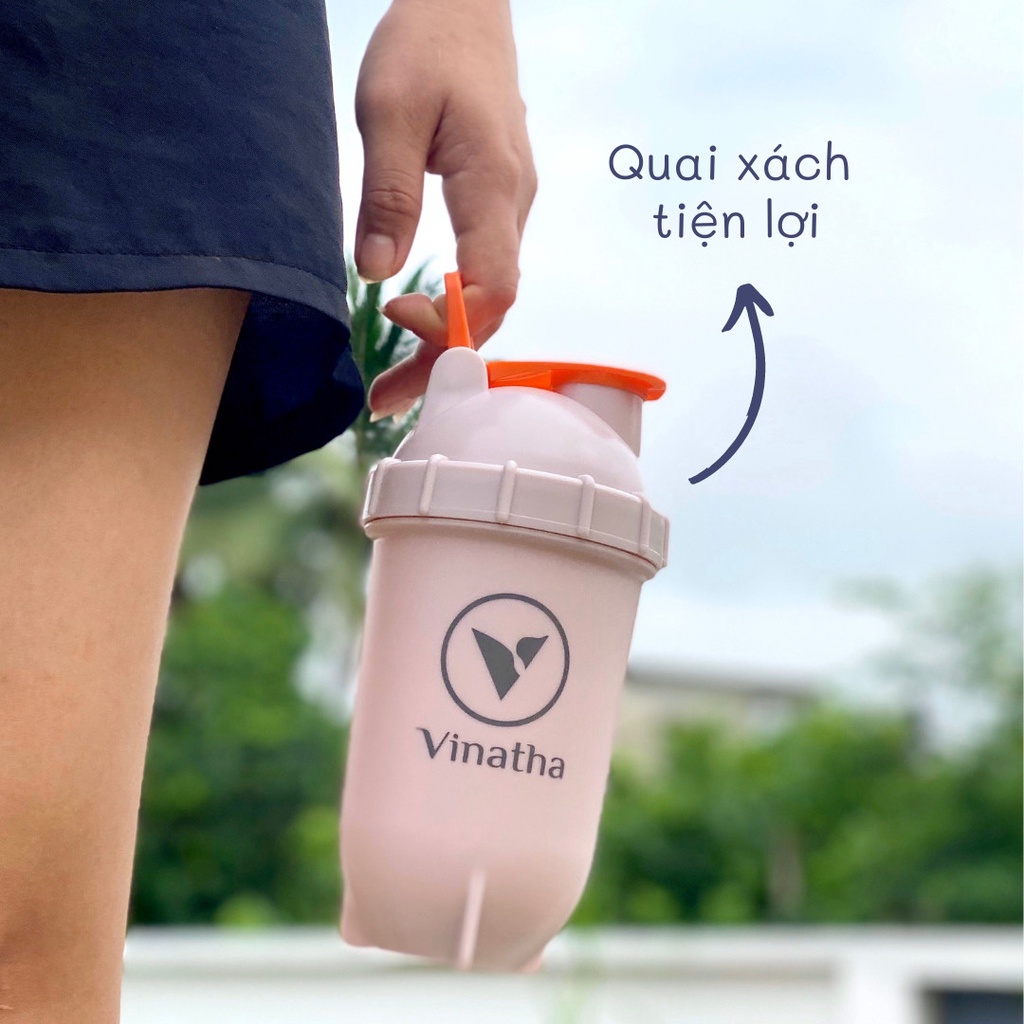 Bình Đựng Nước, Bình Lắc Pha Chế, Shaker Tập Gym - Nhựa Cao Cấp Chịu Nhiệt Vinatha, 500ml