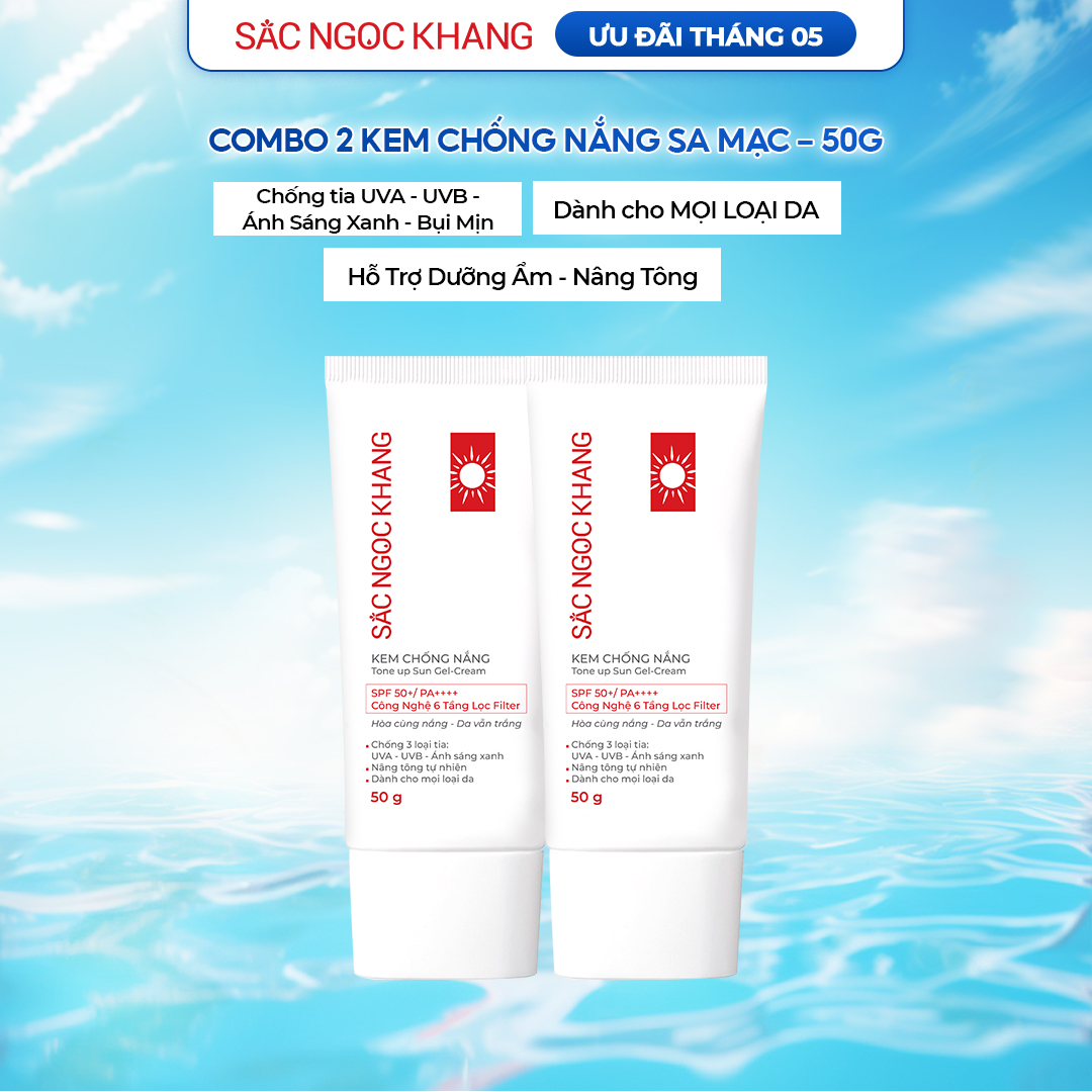 Combo 2 Kem Chống Nắng SẮC NGỌC KHANG 50G chống nắng phổ rộng với 6 màng lọc Filter