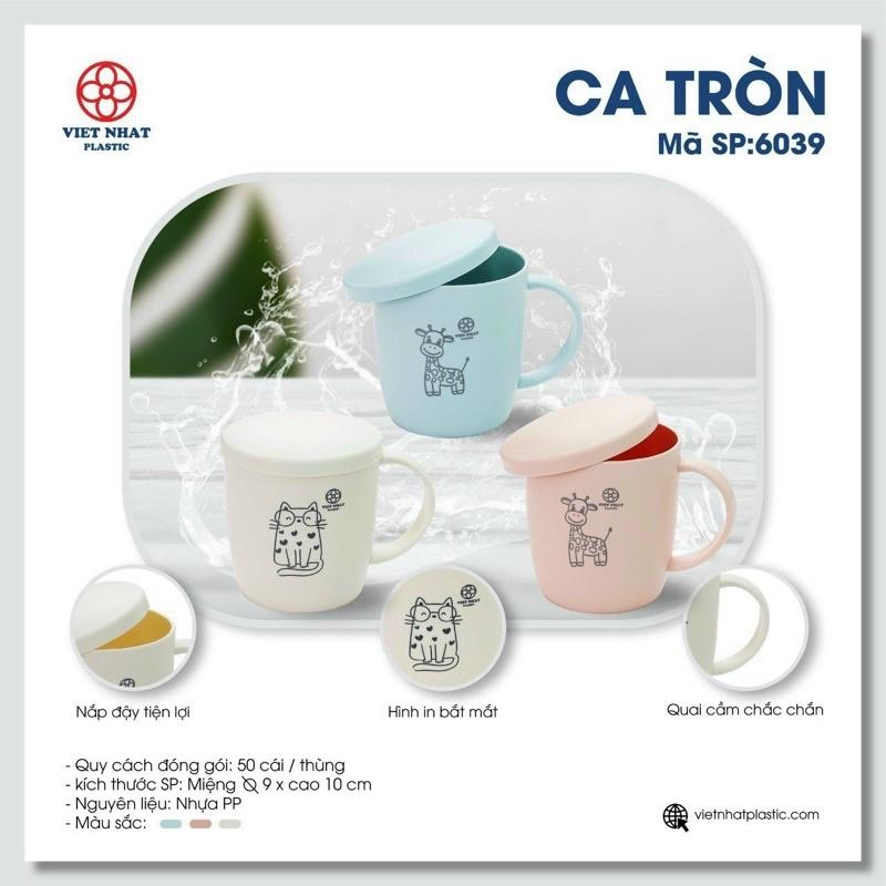 Cốc Nước Có Quai Có Nắp Việt Nhật NO.6039 Màu Pastel